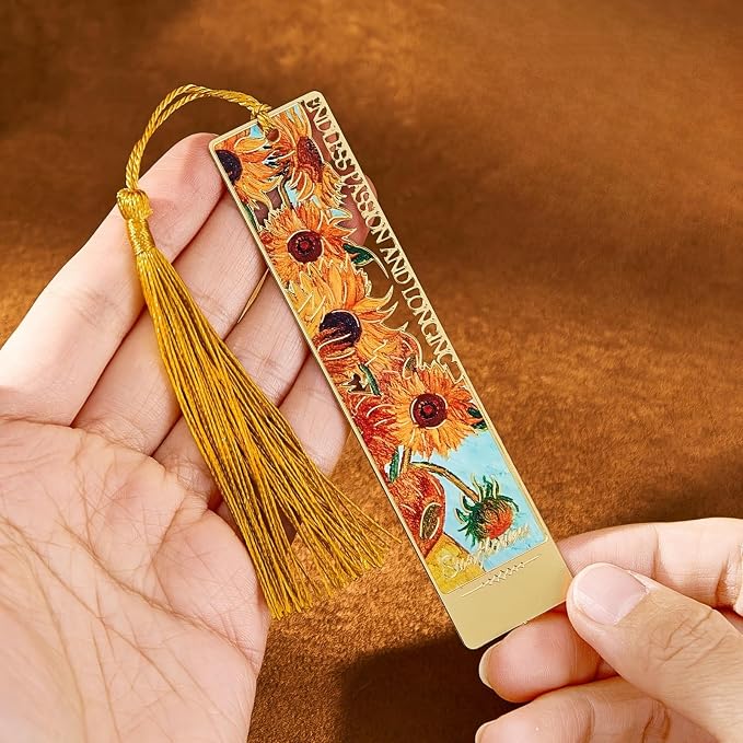 4 PCS Metal Bookmarks with Tassels,Vintage Van Gogh Bookmark,Gift Box Package, Book Lover Gifts for Women Adults Teens Teacher