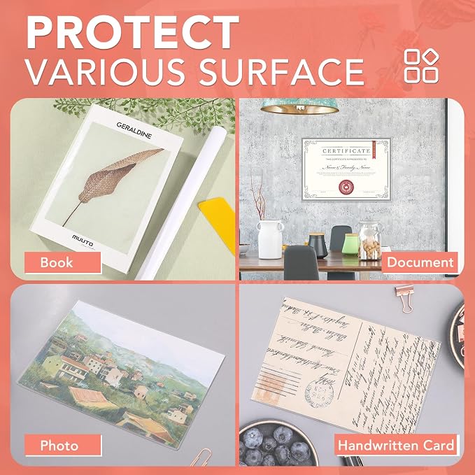 2 Rolls Clear Contact Paper, Plastic Book Covers 13.5 in x 5 ft, Contact Paper Peel and Stick, Clear Self Adhesive Protective Liner Papers Protector for Crafts Paperback Textbook Hard Covers Documents