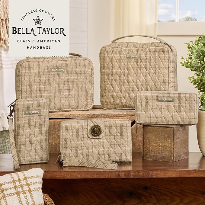 Bella Taylor Quilted Bible Cover for Women - Large Study Bible Case - Willow Plaid