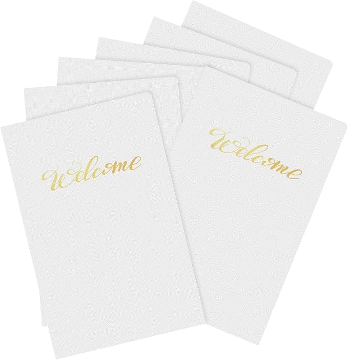 Affrolling 50 Pack 6 x 9 Inch Welcome Pocket Folders Church Visitor Welcome Folder Presentation Folder Employee File Folders for Weddings, Party, Conference, Seminars, Bar Mitzvah (White)
