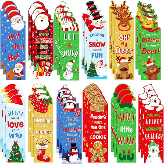 Fainne 60 Pieces Christmas Scented Bookmarks Kids Bulk Scratch and Sniff Classroom Valentines Back to School Bookmarks Gift Stuff for Students Christmas End of Year Graduation Birthday Favor