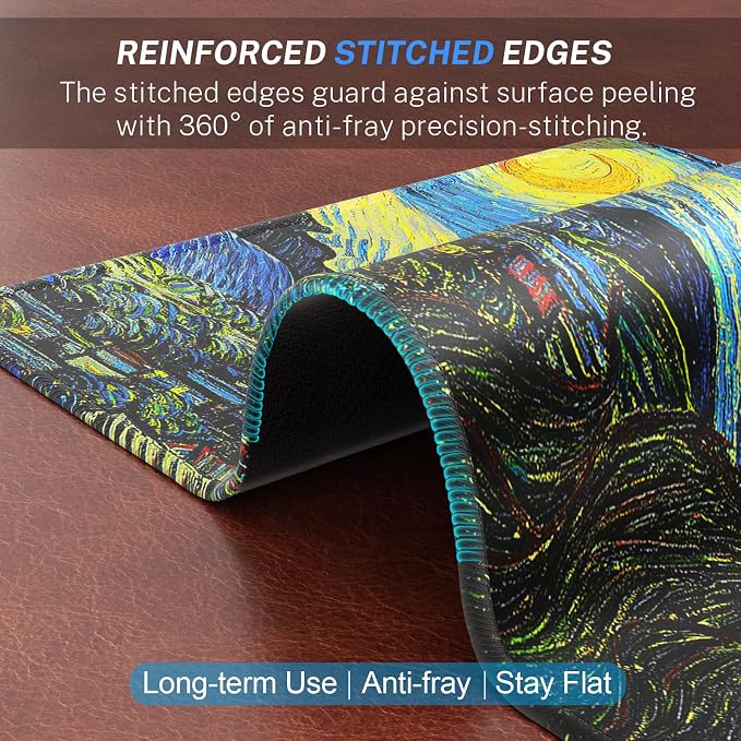 MROCO Essential Office & Gaming Mouse Pad, 8.5 x 11 Inch, Starry Night | Anti-Fray Stitched Edges, Functional and Stylish Pattern Design, Non-Slip Rubber Base, Water and Stain Resistant Protection
