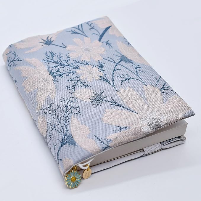 BLBMH A6 Book Cover 4x6 | Non-Stretch Fabric Sleeve with Bookmark | Handmade Washable Protector for Paperback Journal Bible Notebook | Gift for Women Readers - Daisy
