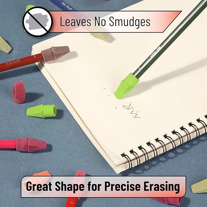 Mr. Pen- Pencil Erasers Toppers, 120 Pack, Late Harvest Color Scheme, Latex Free, No Smudge, Mr Pen Erasers for Pencils