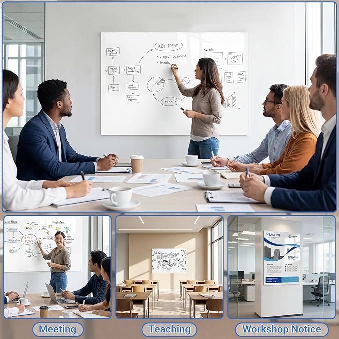 AFMAT White Board Dry Erase Paper, 36" x 24" Whiteboard Wallpaper, with 3 Markers, Stain-Proof & Super Sticky, No Ghost After 60 Days, Peel and Stick Dry Erase Board Paper Roll for Wall/Home/Office