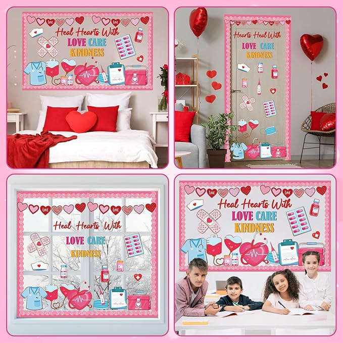 Nurse Bulletin Board Decorations Set Healthcare Bulletin Board Healthy Kindness Nursing Paper Cutouts Medical Health Classroom Decoration for Home School Office Decor Party Teacher Supplies