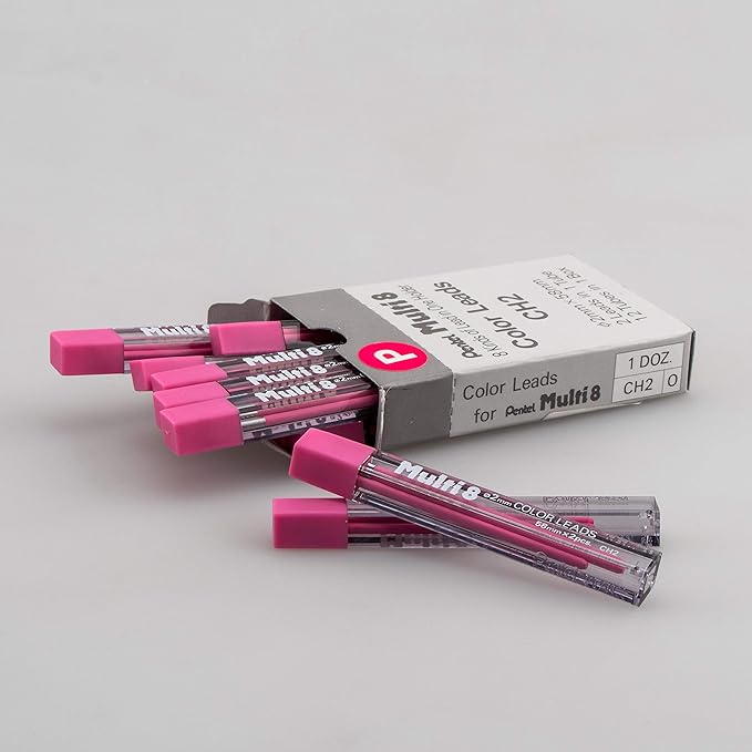 Pentel Arts 8 Colour Pencil Lead Refill, Pink, 24 Pieces of Lead (CH2-P)