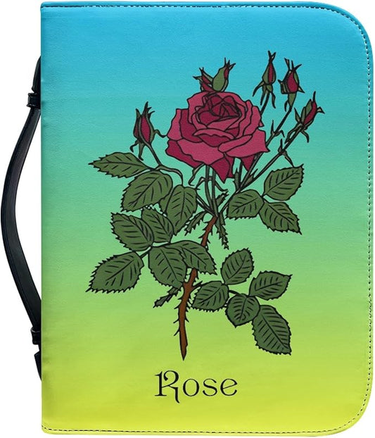 Personalized Bible Cover with Birth Flower, Custom Bible Cover Case for Women Girls, Large Capacity Scripture Bag with Handle