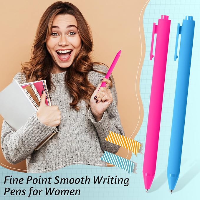 Crtiin 50 Pcs Gel Pens Bulk, 0.5mm Fine Point Black Ink Pens, Retractable Smooth Writing Quick Dry, Colored Aesthetic for School Office Journaling Teacher Appreciation Mother Day (Colorful)