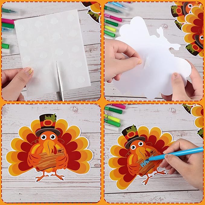 Marspark 68 Pieces Thanksgiving Classroom Decoration Fall Bulletin Border Decoration Pumpkin Maple Leaves Turkey Paper Cutouts Thanksgiving Wall Decor for Autumn Harvest Party School Home Windows