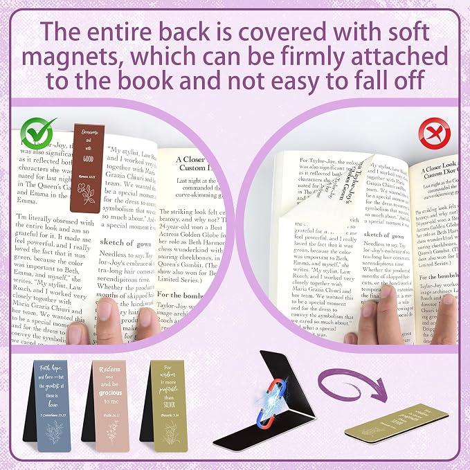 96Pack Magnetic Bookmarks Bible Bookmark Christian Bookmarks Bulk Book Marks for Reading Women Men Adults Kids Book Lovers Gifts, Cute Personalized Religious Magnet Bookmark Clips (Morandi)