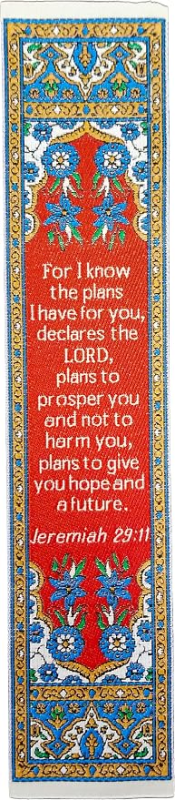 I Know the Plans I Have for You, Bulk Pack of 6 Woven Fabric Christian Bookmarks, Silky Soft Jeremiah 29:11 Flexible Bookmarker for Novels Books and Bibles, Religious Memory Verse Gift