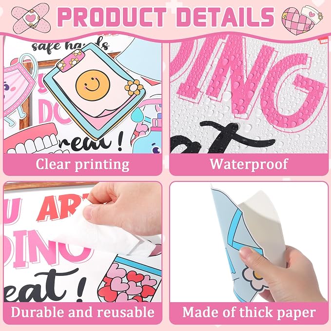 Nurse Bulletin Board Decorations Set Health Inspirational Bookshelf Classroom Decoration Back to School Bulletin Board Positive Nursing Paper Cutout for Nurse Day Hospital Clinic Medical RN Wall Decor