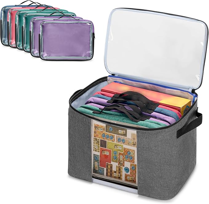 Rexmica Board Game Storage Bag with 6pcs Zipper Bags, Board Game Organizer and Storage with Cover for Office Supplies, Puzzles, Toys, Building Blocks, Craft Product, Educational Math Game Bag