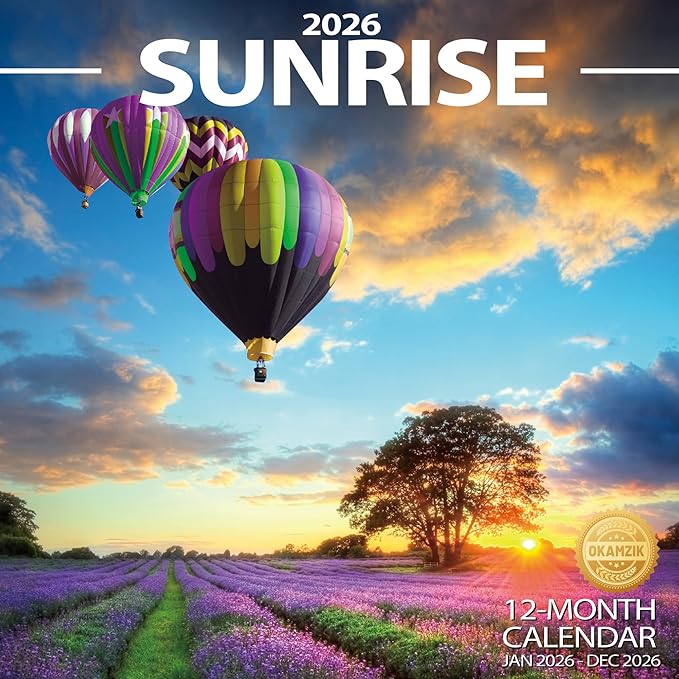 Wall Calendar 2026 Planner Calendar - Sunrise Hangable Monthly Wall Calendar with Large Blocks for Organizing & Planning, Academic Schedule, Home, Office & family, Thick & Sturdy Paper (12"x24" Open)