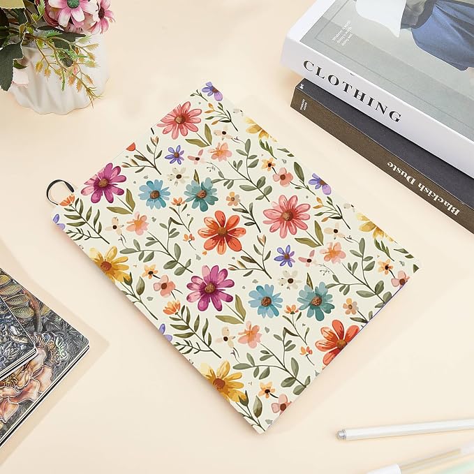 CRASPIRE Flower Stretchable Book Cover Leaf Floral Washable Reusable Large Nylon Cloth Polyester Book Protector Elastic Notebook Wraps Suitable for Most Hardcover Books