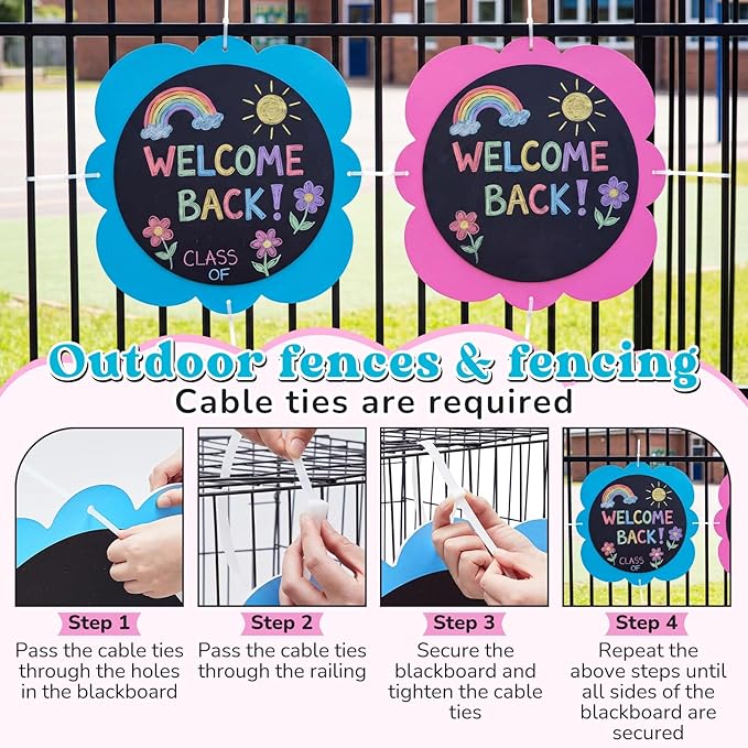 MotiMind 2 Pcs Giant Outdoor Chalkboard for Kids Suitable Indoor and Outdoor Use, Weatherproof Large Black Chalkboard Panels for Wall Back to School Decorations (Classic Flower)
