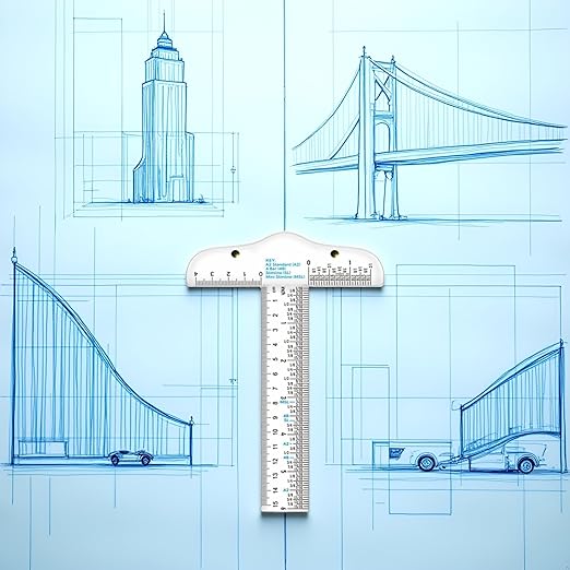 Clear Acrylic T-Square Ruler, Drafting T Square, Drafting Tools, T Ruler Transparent Crafting and Drafting Graduated Inch Metric Measuring Scale Rule Drafting Tools and Kits
