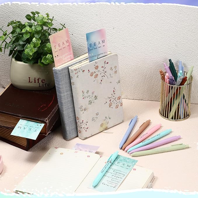 Quelay 30 Set Motivational Employee Appreciation Gifts Bulk Inspiring Quote Bookmarks Inspirational Pens for Women Team Building Gifts Thank You Gift for Nurse Coworker Staff Office(Team)