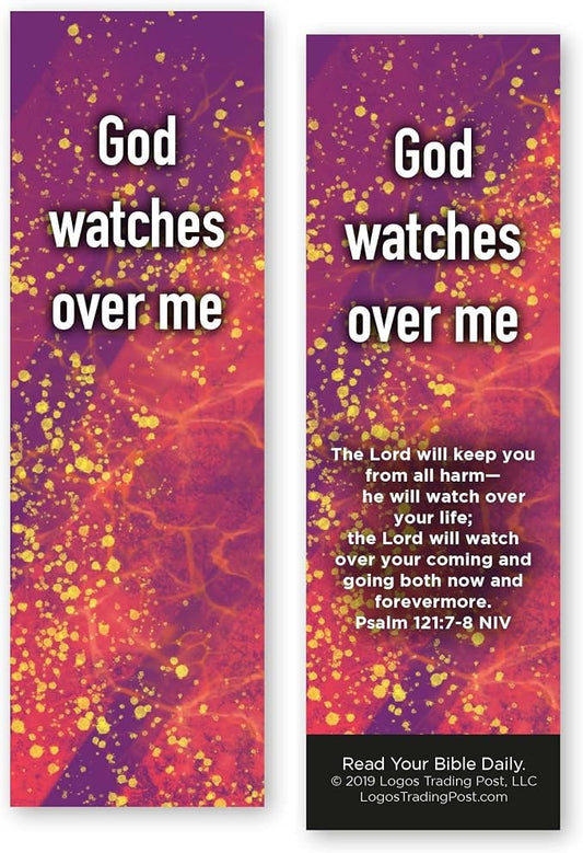God Watches Over Me, Psalm 121:7-8, Bulk Pack of 25 Christian Bookmarks, Bible Verse Book Markers, Sunday School Prizes with Memory Verses, Scripture Gifts