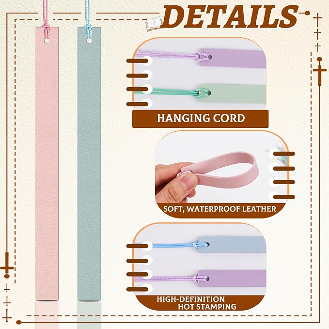 20PCS Leather Bookmark for Reading Women Men Kids Book Lovers Gifts,Cute Page Markers Book Marks (No Text)