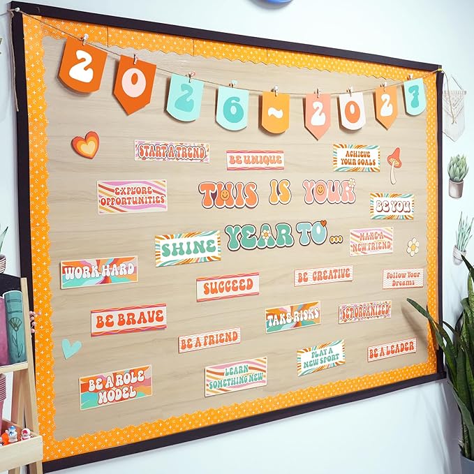 Classroom Bulletin Board Decorations, This is Your Year to Bulletin Board Sets, Growth Mindset Positive Affirmations Wall Decor for Teacher Groovy Welcome Back to School Classroom Door Wall Decors