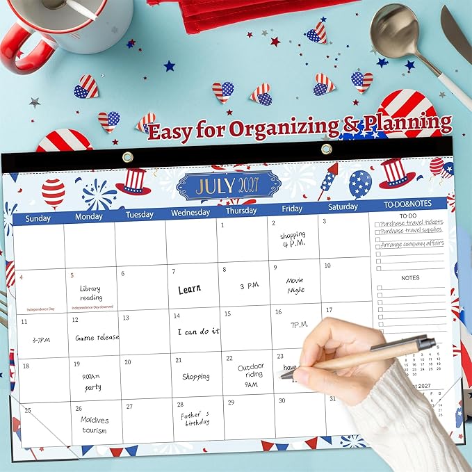 GuassLee Desk Calendar 2026-2027, Desk Top Calendar from Jun. 2026 to Dec. 2027, 17" x 11.5" Large School Year Desk Wall Calendar with To-Do List and Notes for Office School Home Teacher Planning