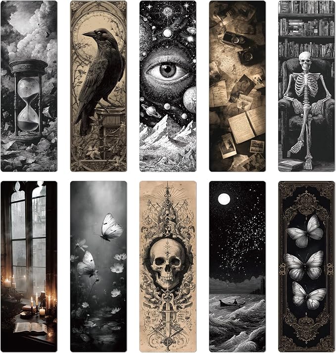 Wxiben Dark Academia Bookmarks Gifts - 100 Pcs Vintage Gothic Book Mark Dark Romance Bookmark Skull Witchy Page Marker Clip Gifts for Women Men Book Lovers Students Teachers Bookish Reading