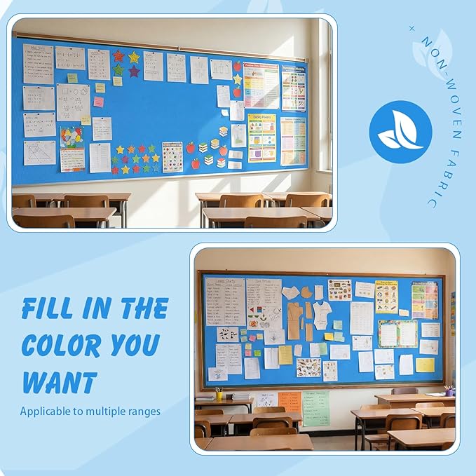 Breling 16 inch x 80 ft Fabric Bulletin Board Roll for Classroom Waterproof Non-Woven Fabric Background Roll Anti-Wrinkle Bulletin Board Background for Back to School Wall Decor DIY Craft(Royal Blue)