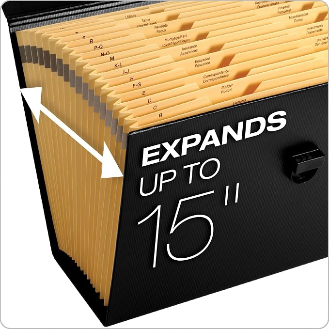Pendaflex Portafile Expanding Organizer, 15 1/8" x 10 5/8", Black (01156) (Pack of 6)