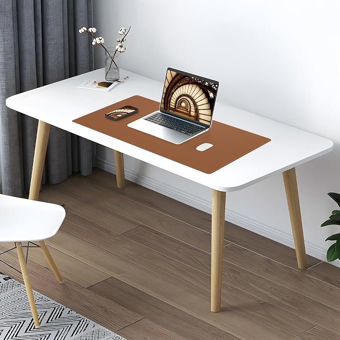 AFIING Cork Desk Mat, Brown, 31.5" x 17", Desk Pad Protector | Dual-Sided Cork & PU Leather, Non-Slip & Waterproof, Large Mouse Pad for Home Office & Gaming