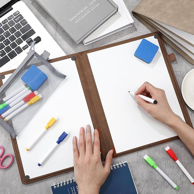 Feifeiya 6 Sides Dry Erase Notebook Portable White Board 12"x9"(a4) Travel Dry Erase White Board Notebook Foldable Anti-ghosting Surface for Office, School, Study, Travel & Business Meeting Planning