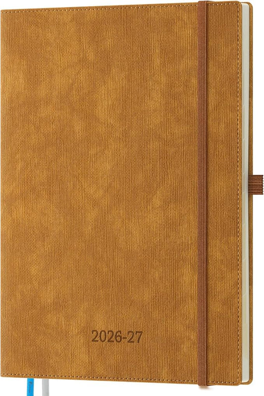 2026-2027 Weekly and Monthly Planner (July 2026–December 2027), 8.5"x11.5", Vertical Layout, 18 Months Agenda with Month Tabs & Pocket, Academic Calendar with Vegan Leather Cover,Caramel