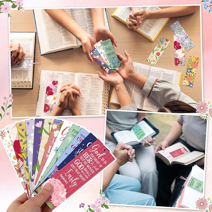 PerKoop 60 Pcs Mother's Day Bible Verse Bookmarks Bulk for Women Woman of God Christian Scripture Religious Flower Bookmarks with Ribbons for Mom Mother's Day Appreciation Gifts Church Supplies