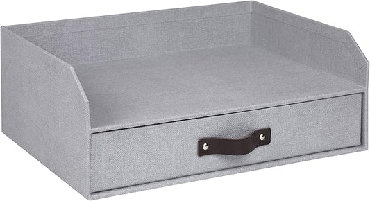 Bigso Box of Sweden Walter Letter Tray for A4 or Letter Size Documents - Paper Tray Organizer for Desk with Storage Drawer and Stable Rubber Feet - 13.1in x 10in x 5.2in - Ash