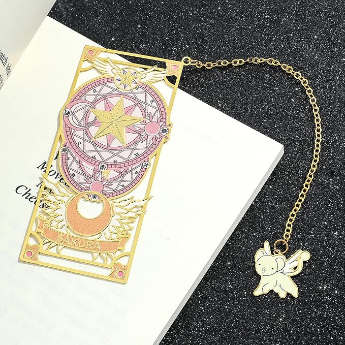 Anime Magic Cards Captor Sakura Bookmarks Set - Sweet Cartoon Cute Book Marks for Reading Women Men Anime Fans, Book Accessories Collection Decor Hangings Gifts (Brass Style 1)