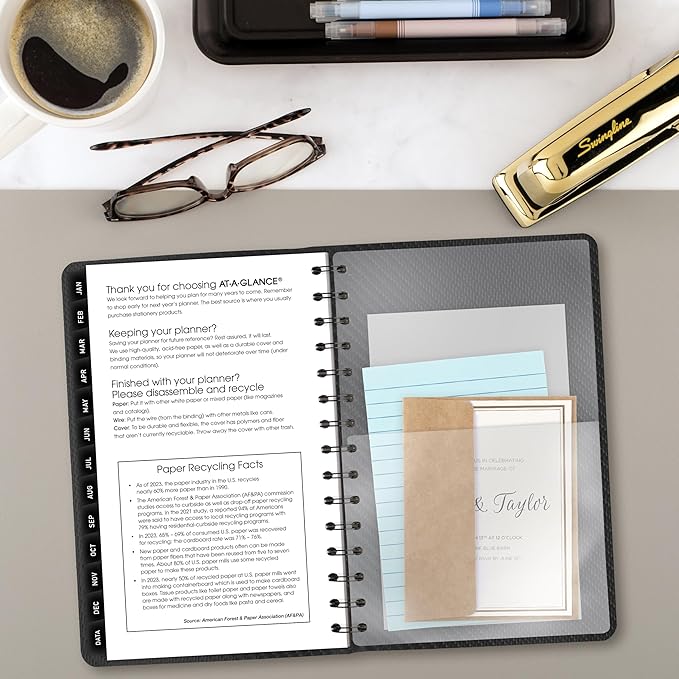AT-A-GLANCE 2027 Planner, Weekly & Monthly, 5" x 8", Contemporary, Charcoal (70100X4527)