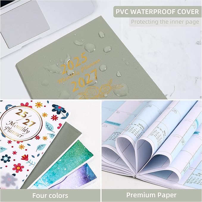 3 Pack 2025-2027 Pocket Monthly Planner 2 Year Small Size Mini Pocket planner Academic Planner With Daily Quotes Hardcover Agenda Book Perfect Organizer for Purse,Planning, Organizing, and Office Use