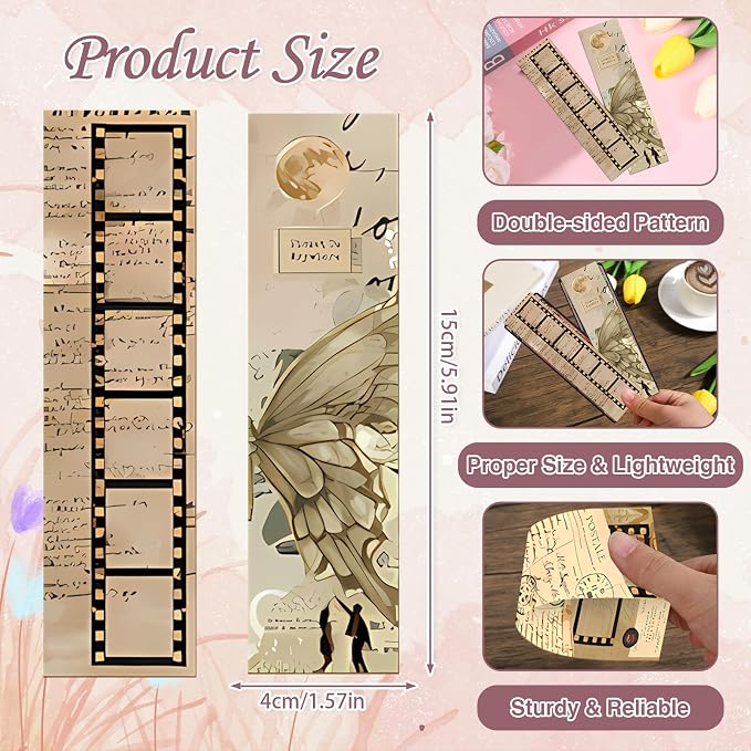 Wxiben Vintage Aesthetic Bookmarks Gifts - 120 Pcs Retro Natural Paper Bookmarks Butterfly Plant Insect Book Marks Page Marker Clip for Women Men Book Lovers Office Bookish Reading Supplies