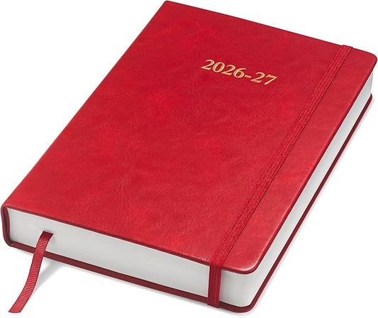 Wykeham's Executive 2026-27 Daily Journal Planner – Customization Available – Mid-Year Academic Diary – July 2026 to June 2027 (Crimson, 8.5"×5.5")