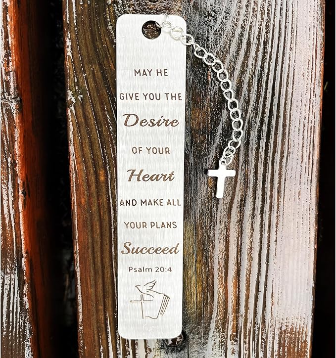 Bible Bookmarks Book Markers, Metal Christian Bookmark Gift Accessories (Psalm 20:4)