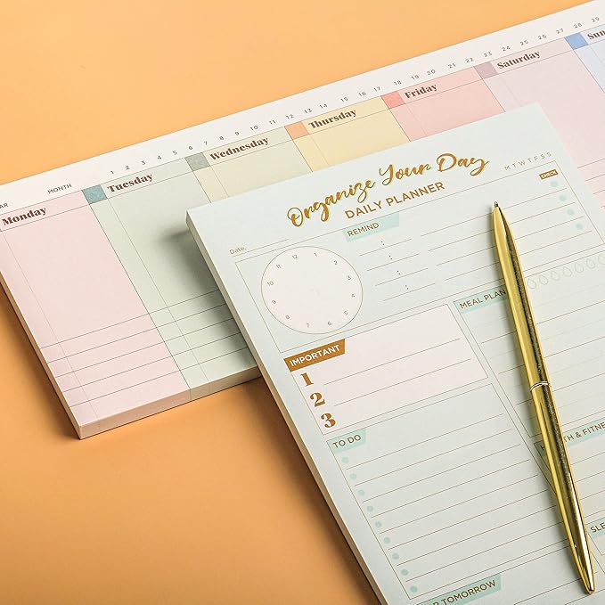 Oriday Weekly Calendar Planner Notepad Tear Off Pad (Rainbow) - Daily, Weekly Planning pads