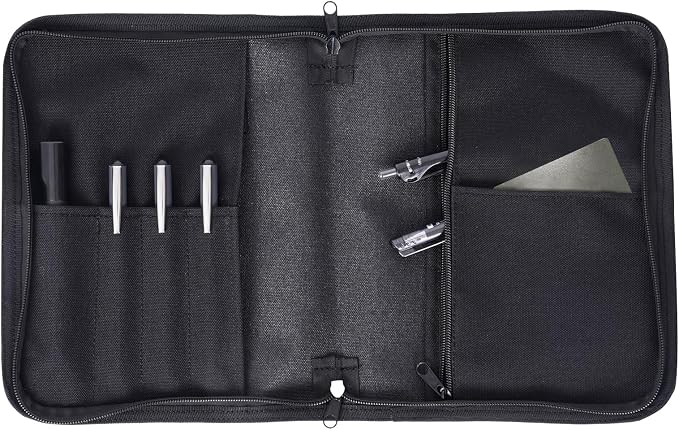 VEPKOIT A5 Binder Cover, Large A5 Notebook Holder and Travelers Notebook Cover with Pouch, Leather Book Cover for Police and Army, 7" x 9" OCP Book Cover with Zippered - Black (Cover Only)