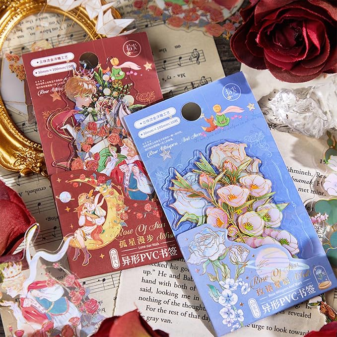 40Pcs Holographic Bookmark, Transparent Waterproof Flashing Castle Butterfly Flower Bookmarks, Rose Floral Window Bookmark Book Markers for Book Lover Kids Teacher Student Birthday Gift (Colorful)