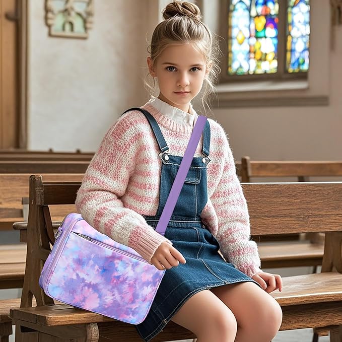 Jumpopack Bible Cover Case for Women Grils Bible Cover with Shoulder Strap Bible Case for Bible Study Accessories-Ideal Gift for Women and Girls（Purple）