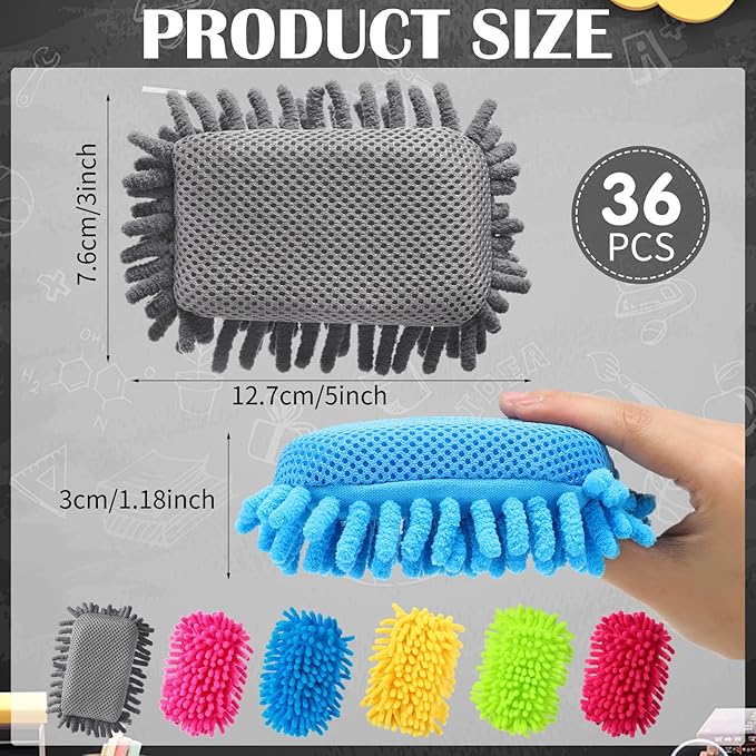 Sherr 36 Pcs Microfiber Shag Magnetic Erasers Bulk Washable Dry Erase Whiteboard Erasers for Whiteboard, Chalkboard, and Memo Boards Marker, Chalk Mark, Office Supplies Adult(Bright Color)
