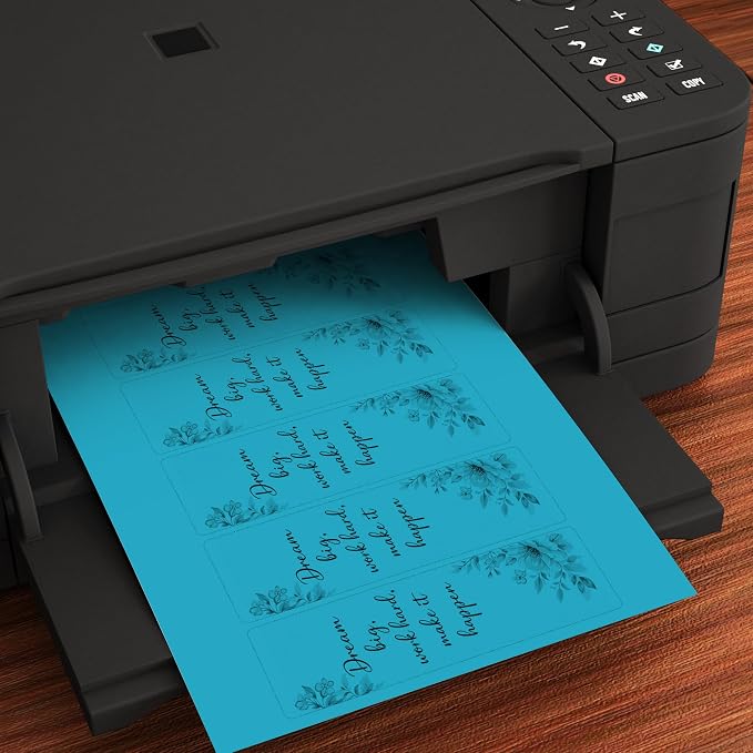 Printable Bookmarks - Blank Bookmark Printing Paper for Inkjet & Laser Printers - 2" x 6" Perforated Bookmarks 5 per Page - 25 Sheets / 125 Book Marks (Topaz Blue)