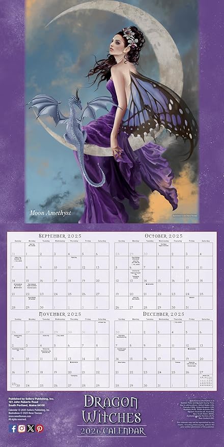 Dragon Witches 2026 Wall Calendar, 12-Month Fantasy Calendar — The Art of Nene Thomas, 12" x 12", Monthly Calendar and 2026 Planner with Large Grids for Office or Home