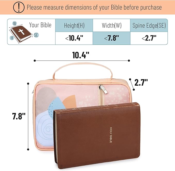 Mr. Pen- Bible Cover Case, Carrying Book Case with Durable Handle and Zippered Pocket, Bible Protective Church Bag for Men & Women, Christian Gifts, Coral Mist