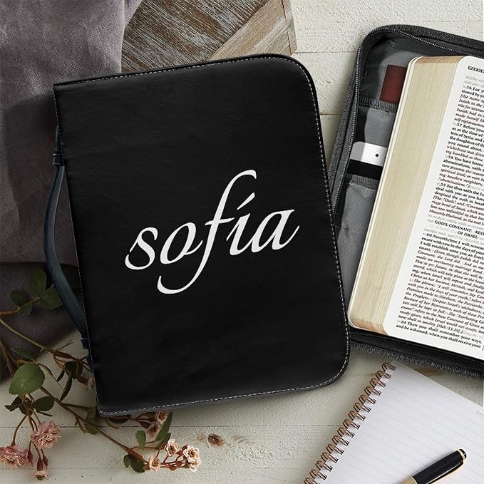 Personalized Bible Cover with Name, Custom Bible Cover Case for Women Girls, Large Capacity Scripture Bag with Handle